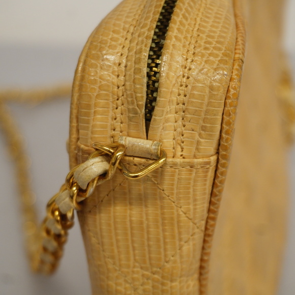 Auth Chanel Matelasse Chain Shoulder Lizard With Fringes Women's Shoulder Bag - Picture 7 of 13